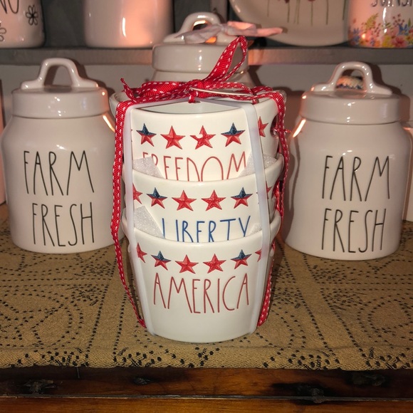 Rae Dunn Dining Rae Dunn Freedom Liberty America Set Of 3 Patriotic